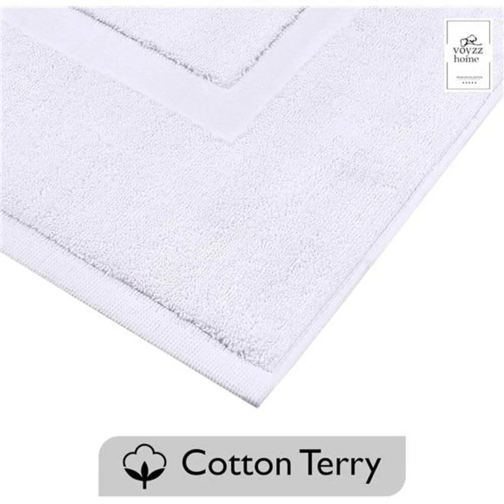 White Cotton Bath Mat Set of 2 20x30 Soft Absorbent Quick Dry Washable Bathroom